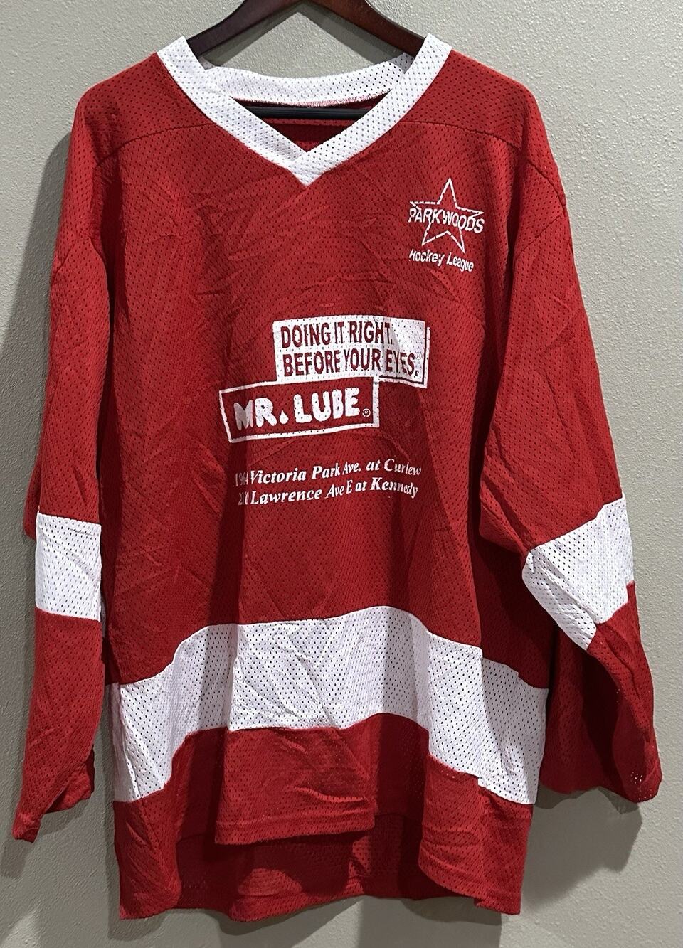 Parkwoods Hockey League Mr Lube Tire Adult Red Mesh Jersey Ontario Canada